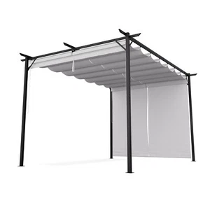 Pavillon 3x4 m Garten Pergola mit Dach Wasserdichtes Jalousien Rollläden Beige - Bild 1 von 8