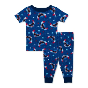 Disney Lilo & Stitch Patriótico Niño Pequeño Pijama Conjunto Pantalones Manga Corta Talla 12M - Imagen 1 de 3
