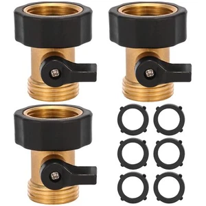 3 Pack 3/4" Brass Garden Hose Shut Off Valve,1-Way Restricted-Flow Water Shut... - Picture 1 of 6