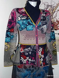 Ivko Cardigan Wool (Lamb) Blue Jacket Flowers Jacket With Pleats Navy 52708 - Picture 1 of 3