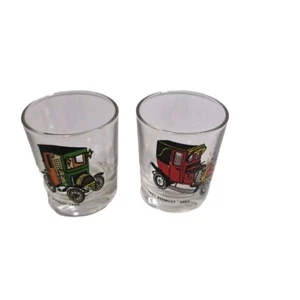 Vintage Car Shot Glasses Louis Renault 1899 And Taxi Renault 1907 - Picture 1 of 8