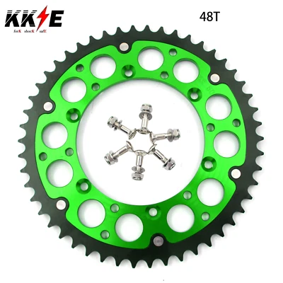 KKE 48T Rear Billet Sprocket For KAWASAKI KX250F 2004-2023 KX450F KX125 Green - Image 1 of 4