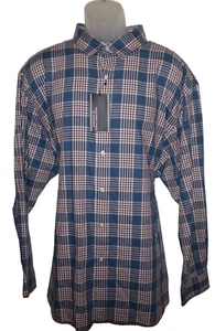 Camisa Roundtree Yorke Manga Larga XXL Azul Tattersall Cuadros Nueva con Etiquetas - Imagen 1 de 5