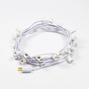 25 Socket Outdoor Patio String Light Cord Only 28FT White Cord w/ E12 Base - Picture 1 of 5