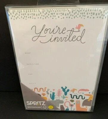 Nuevas 20 Invitaciones Temáticas Selva Neutral "Estás Invitado" con Sobres Foto 1 de 4