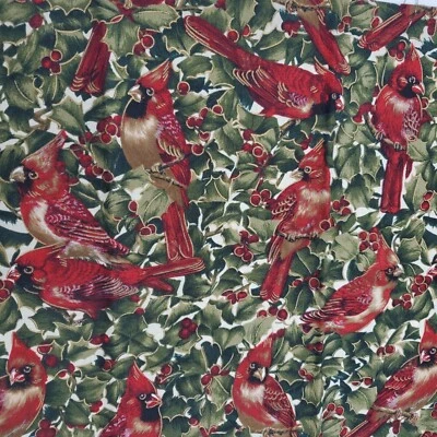 Noel by Sentimental Studios for Moda Cardinals Holly Berry 1/3 Yd Cotton Fabric - Image 1 of 4