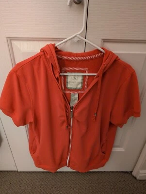 Sudadera con capucha y cremallera naranja té verde manga corta para mujer talla XXL.👍 forma  Foto 1 de 4