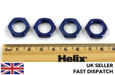 Blue Aluminum M12 serrated wheel nuts (17mm spanner) 1/8 RC buggy/car 1/2/4pcs - Image 1 of 2