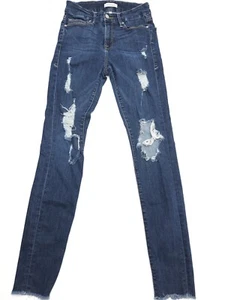 Good American Jeans 2/26 Good Leg Blue Distressed Denim Mid Rise 26x29 Womens - Picture 1 of 10