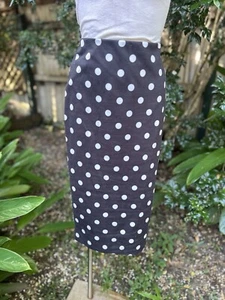 zara Size m spot black White Dots skirt Fitted Pencil Office Bodycon Elastic - Picture 1 of 14