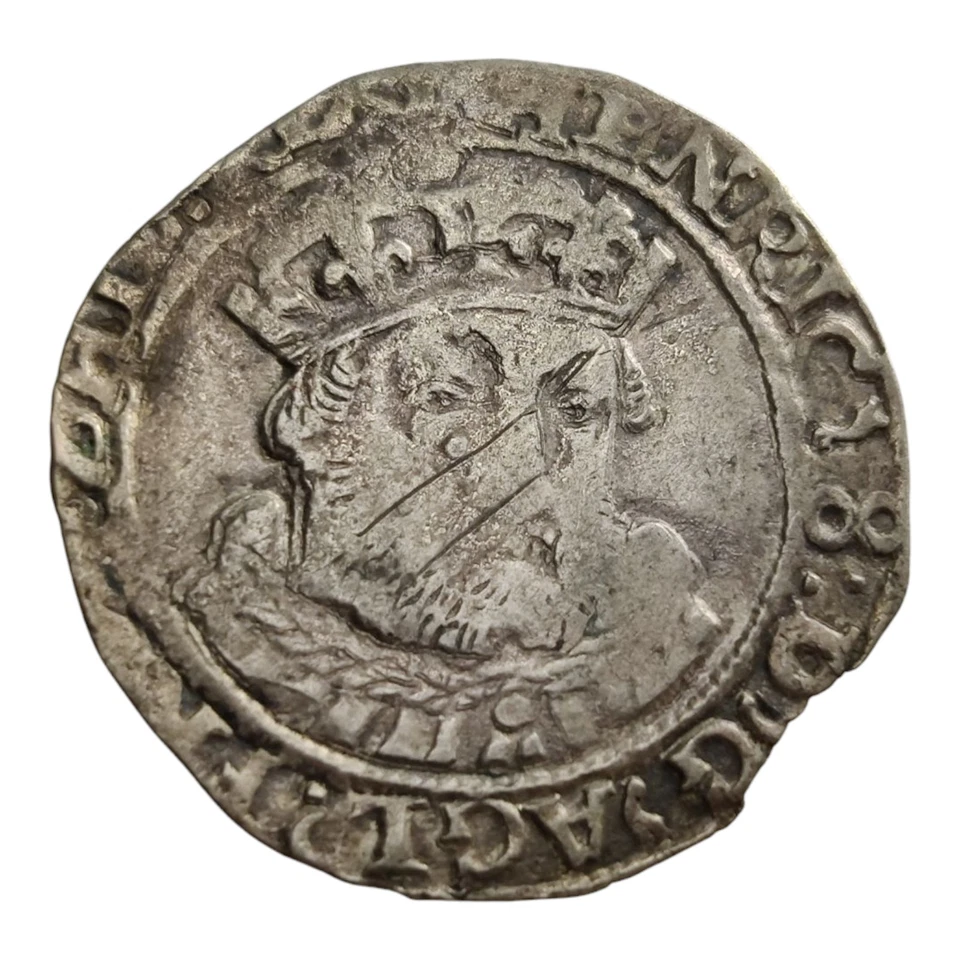1547-1551 Inglaterra Enrique VIII Groat edición póstuma martillada plata inglesa 1F Foto 1 de 2