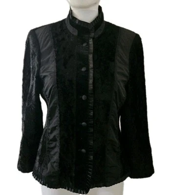 Blazer Chaqueta Basler Piel Sintética Gótico Cuello Acordeón Botón Frontal Talla 34/US 4/XS Foto 1 de 4