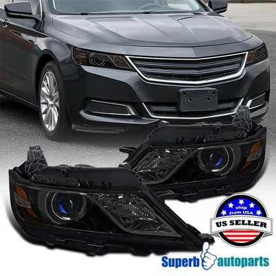 Smoke Black Projector Headlights for 2014-2020 Chevy Impala Halogen Lamp Foto 1 de 4