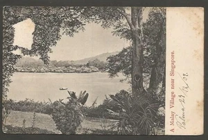 Singapore Postcard A Malay Village Panoramic View 1909 - Picture 1 of 2
