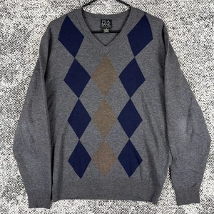 Jos A Bank Executive Collection Wool Blend Sweater Mens Medium Gray Argyle - Picture 1 of 7