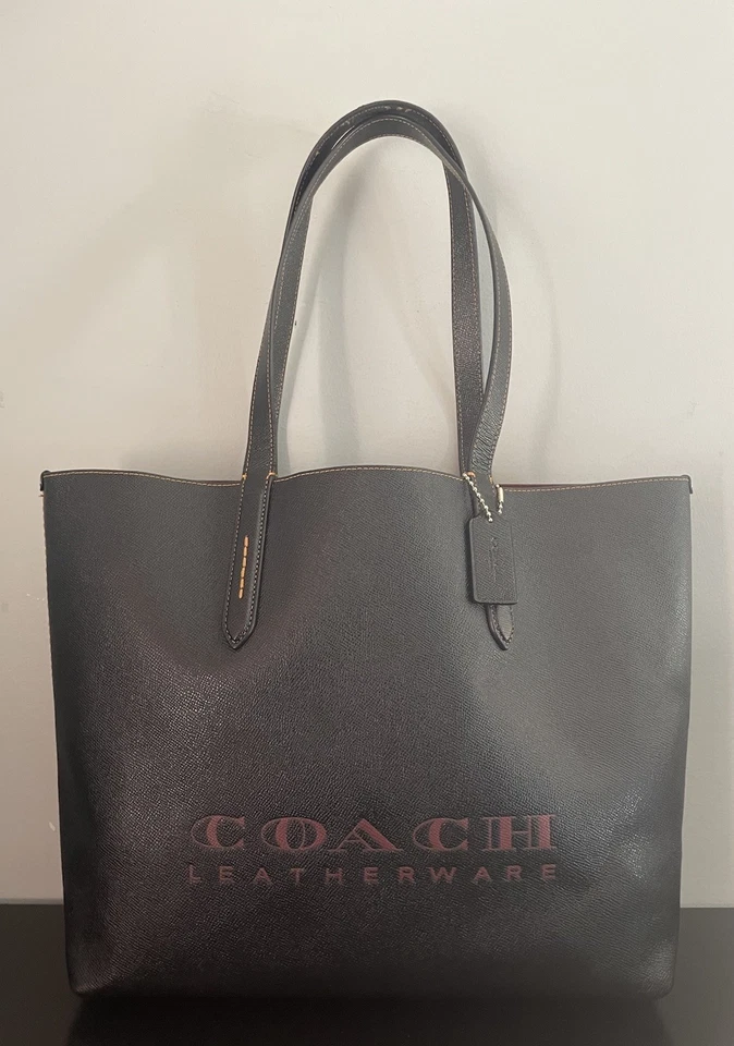 Bolso de Mano COACH Highline Cuero Negro Granate Interior Laptop Bolso de Hombro Foto 1 de 4
