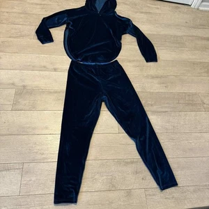 Damen SHEIN türkis Samt Hoodie & Leggings Set L - Bild 1 von 14