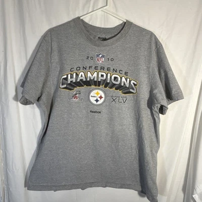 Camisa Pittsburgh Steelers Super Bowl Gris Manga Corta Hombres 2XL 2010 Foto 1 de 4