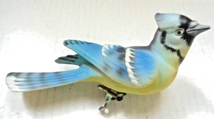 VINTAGE NORCREST BLAUER EICHELHÄHER VOGEL MIT CLIP AM BODEN ZUM AUFHÄNGEN AN WEIHNACHTSBAUM/JAPAN - Bild 1 von 6