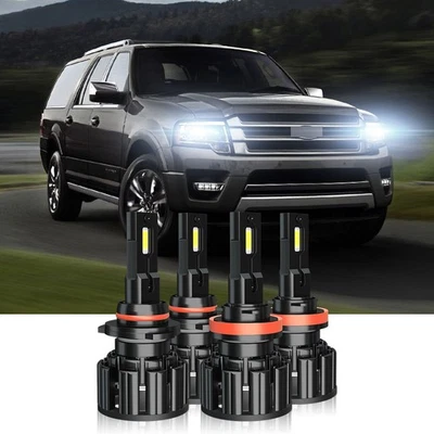 For Ford Expedition 2015-2017 w/o projector -4x 6000K LED Headlight Hi/Low Bulbs - Image 1 of 4