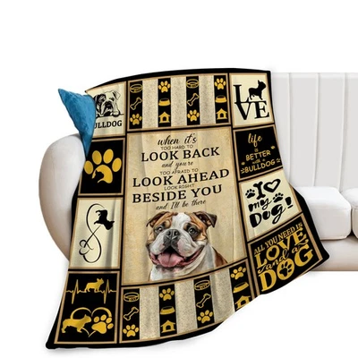 Manta Bulldog Inglés, Mantas Decoración Bulldog, Regalos para Perros para Mujer Bo... Foto 1 de 4
