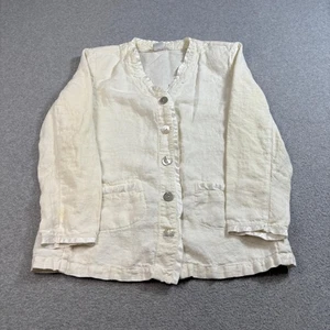 Vintage Johnny Was Jacket Womens Large Linen Blazer Button Front Boho Coastal - Picture 1 of 7