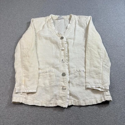 Винтажный Johnny был куртка женщин большой льняной блейзер кнопка спереди богемное побережье - Изображение 1 из 4