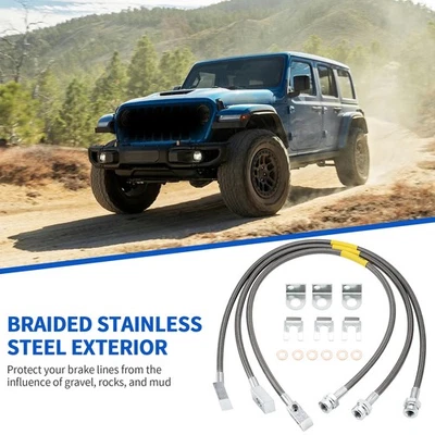 89715 Extended Stainless Brake Lines Fits for Jeep Wrangler YJ 1987-1995 4WD - Image 1 of 4