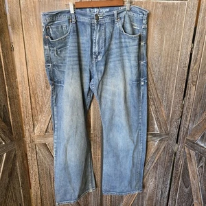 B Tuff Jeans Herren Größe 42x32 Medium Wash Denim Casey Distressed Saum Western - Bild 1 von 10
