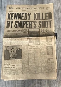 JFK Assassination Newspaper Nov 22, 1963-SAME DAY- Joliet Herald News Original - Picture 1 of 10