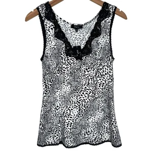 NWT Express Animal Print Lace Trim Modal Tank Top Size Mediuma - Picture 1 of 10