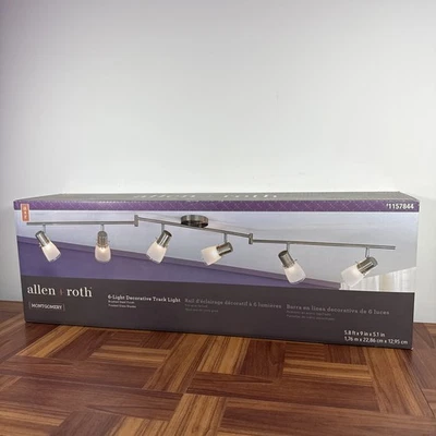 allen + roth 5.8 ft x 9in x 5.1 in  6-Light Brushed Steel Track Bar Montgomery - Image 1 of 4