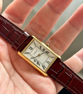 Vintage TISSOT Roman Dial Tank Handaufzug Uhr 22x33mm läuft gut - Bild 1 von 10