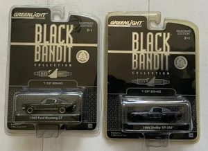 Greenlight Black Bandit Collection 1965 Ford Mustang GT e 1966 Shelby GT-350 nuovo - Foto 1 di 5