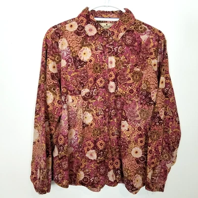 Camisa Woolrich Para Mujer Floral Franela Manga Larga Completa Abotonada Talla XL Algodón Foto 1 de 4