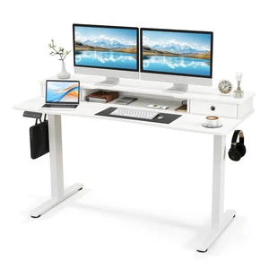 55"x 24" Electric Standing Desk w/ 2 Drawers Monitor Stand Storage Shelf - Picture 1 of 10