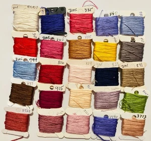 DMC Embroidery Floss Lot of 25 Labeled Cotton Thread on Cards Lot #A001 - Picture 1 of 5