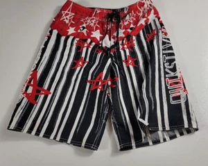 QuikSilver Youth Boys 28/16 Everyday Board Shorts Swim Trunks Retro Red Black ^ - Picture 1 of 5