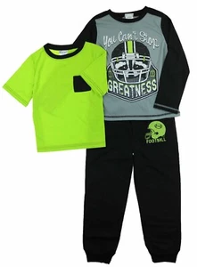 St. Eve Boy's 3 PC Mix Match Flame Resistant Pajama Sleep Set S 7/8 NWT Football - Picture 1 of 2