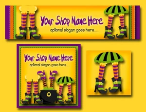 Ebay Store Billboard Banner Design & Matching Logo - Raggedy Witch Legs - Picture 1 of 1
