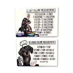 Dapple Dachshund Dog Measuring Chart Magnet Set Guía de cocina para cocinar y hornear - Imagen 1 de 12
