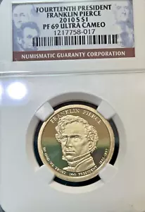 2010 S Franklin Pierce 14th Presidential $1 NGC PF69 Ultra Cameo - Picture 1 of 2