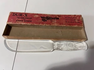 VINTAGE DUR-X GLASS FRUIT AND CAKE KNIFE WITH BOX - Picture 1 of 4