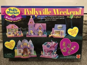 Vtg Polly Pocket Pollyville Playsets HTF Rare Deluxe Giftset NIB 14 Mini Dolls - Picture 1 of 9