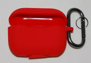 New Watruer Solid Red Silicone AirPods Pro Protective Case with Metal Hang Clip - Picture 1 of 6