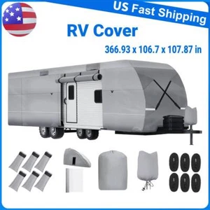 RV Cover for 30-33ft Travel Trailer Cover 300D Oxford Waterproof Anti-UV Dust - Picture 1 of 8