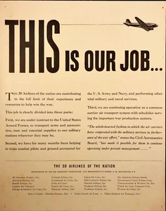 1942 Air Transport Association Nations Airlines Support The War Vintage Print Ad - Picture 1 of 6