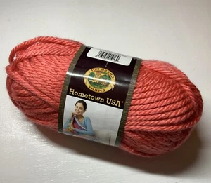 Lion Brand Hometown USA Yarn 1x142g 100% Acrylic Pink Col. 104 Coral - Picture 1 of 7