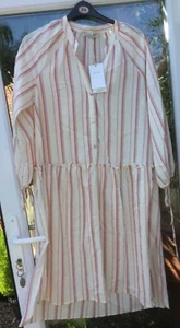 BNWT ZARA CREAM STRIPED relaxed fit SUMMER DRESS SIZE M - Picture 1 of 12