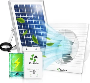 Solar Powered Fan with Battery, 6“ Solar Fan for Chicken Coop with 12W Bifacial - Picture 1 of 7
